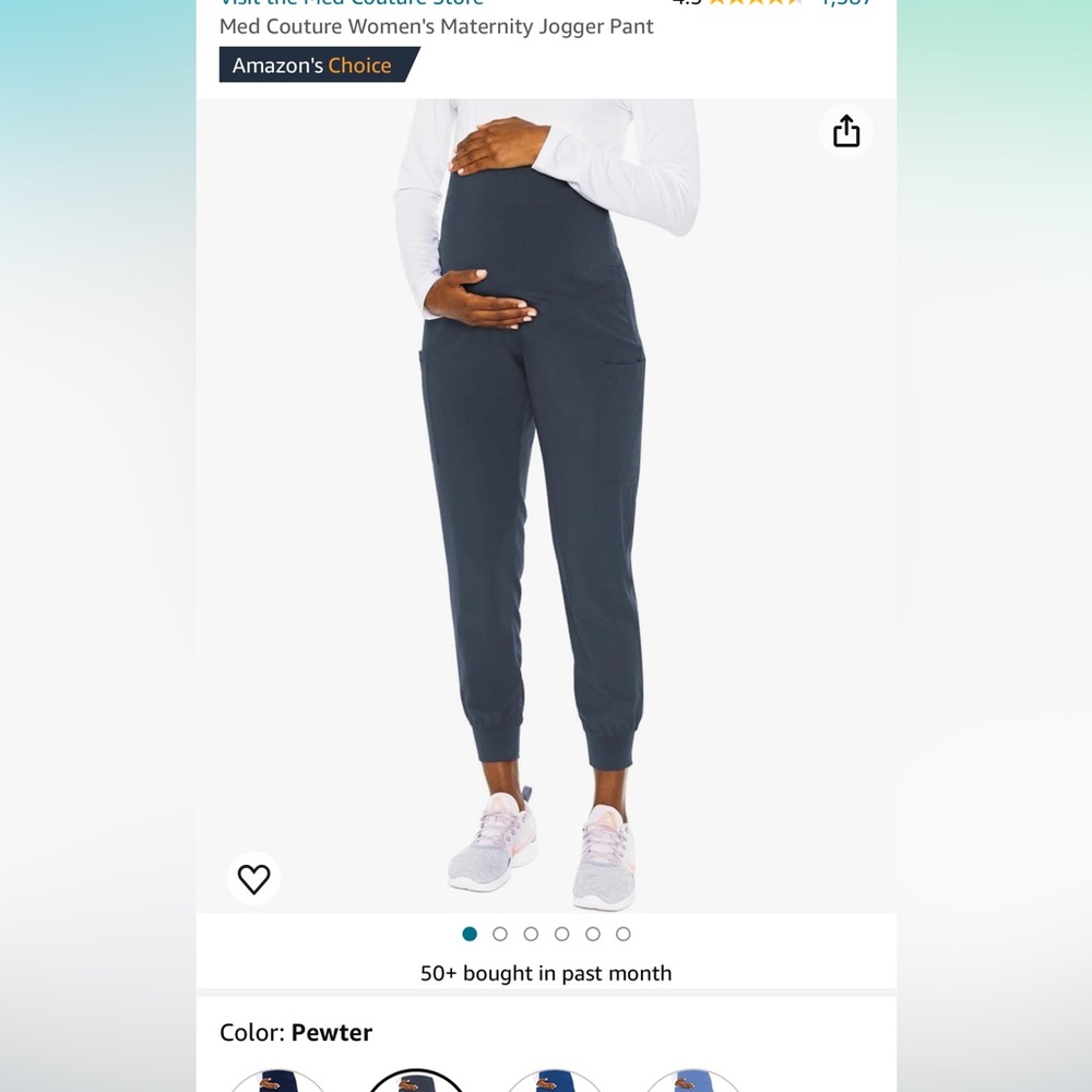 Pewter. Med couture joggers.maternity small petite pants